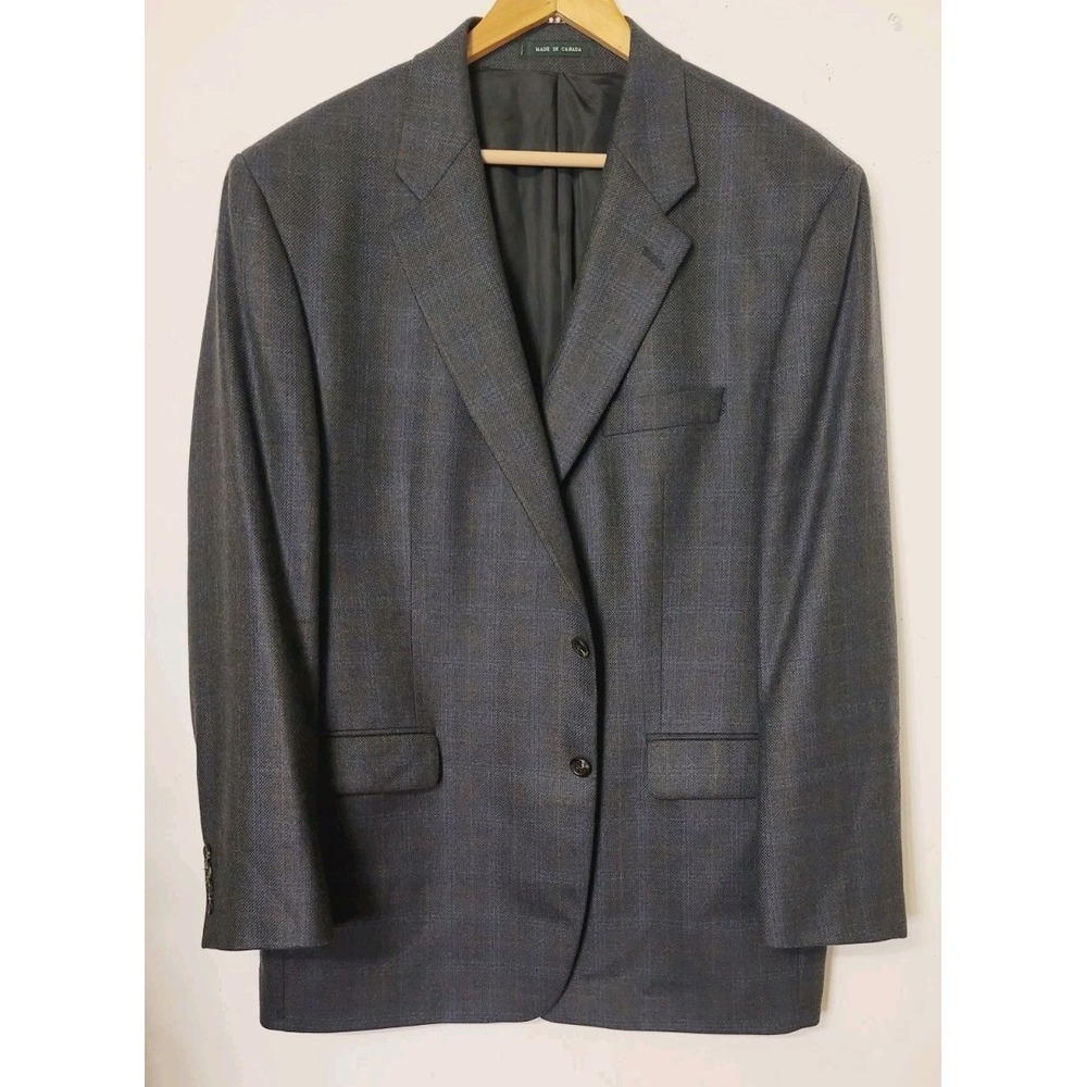 Lauren Ralph Lauren Tweed Blazer Men's 48R Gray Blue Plaid Two Button Vented
